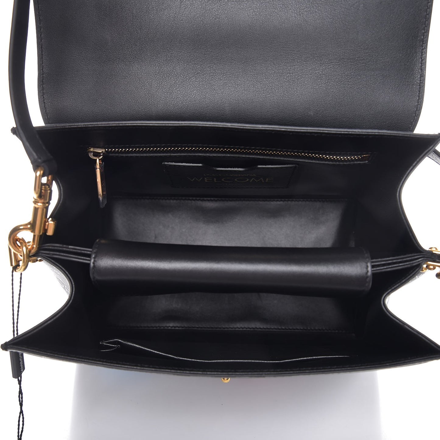 Calfskin Welcome Graffiti Printed Satchel Black