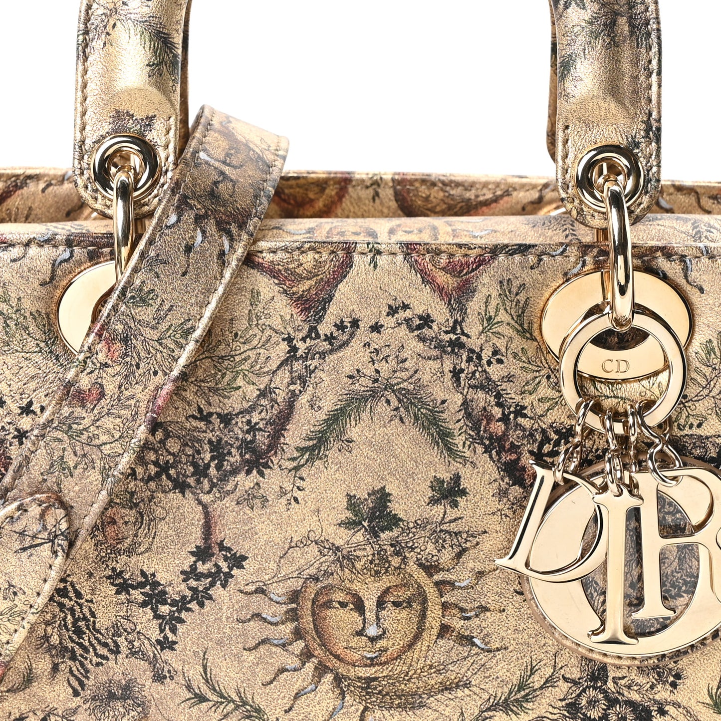 Metallic Calfskin Small Toile de Jouy Soleil Gold