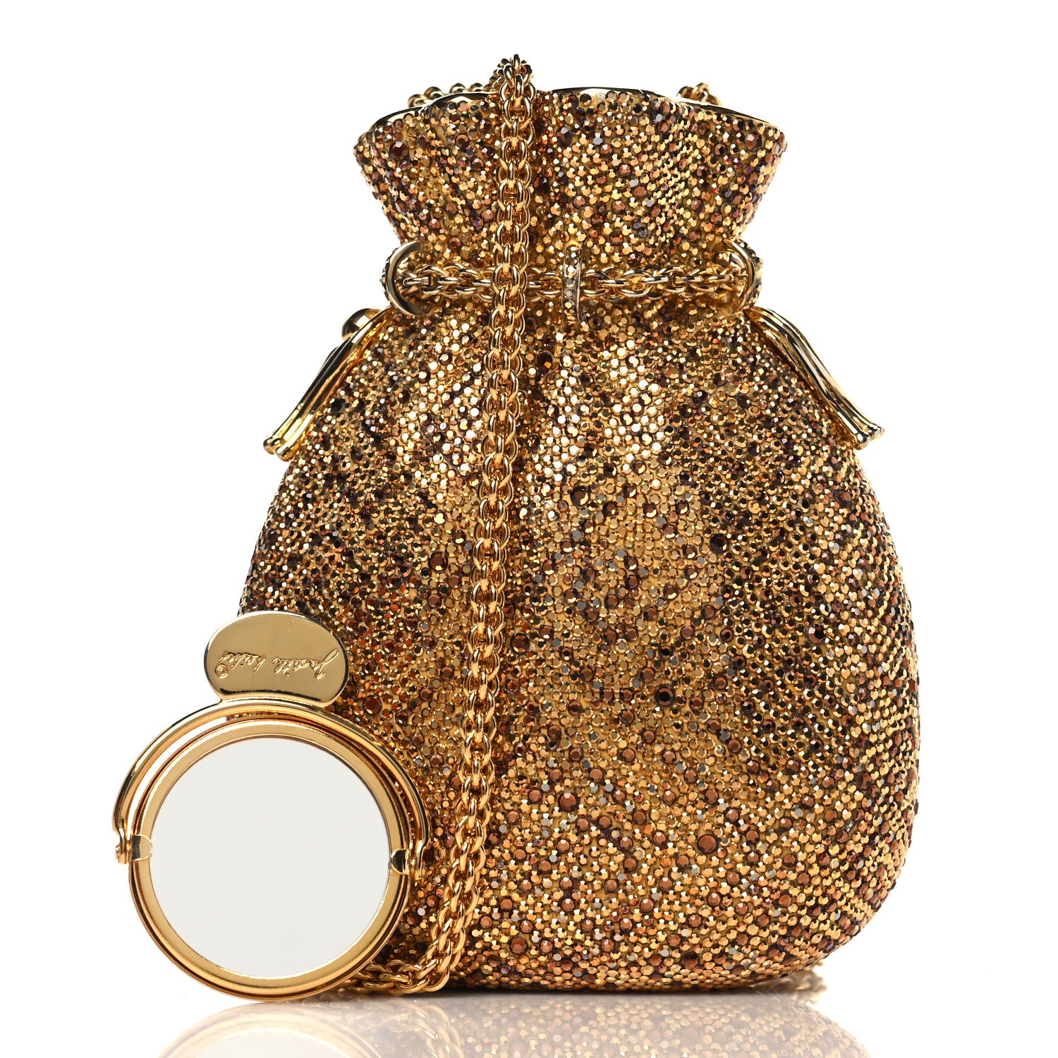 Judith Leiber Crystal Money Bags Minaudiere Clutch Gold 3 of 10