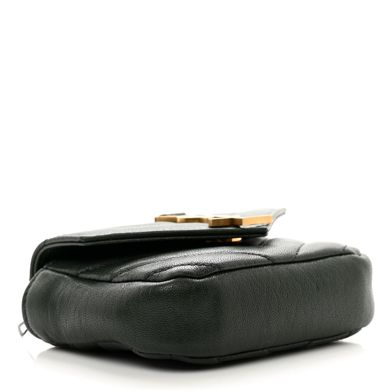 Saint Laurent Sheepskin Matelasse Chevron Monogram Mini College Bag New Vert Fonce 4 of 7