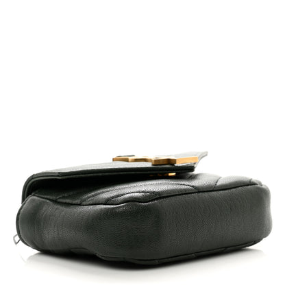 Saint Laurent Sheepskin Matelasse Chevron Monogram Mini College Bag New Vert Fonce 4 of 7