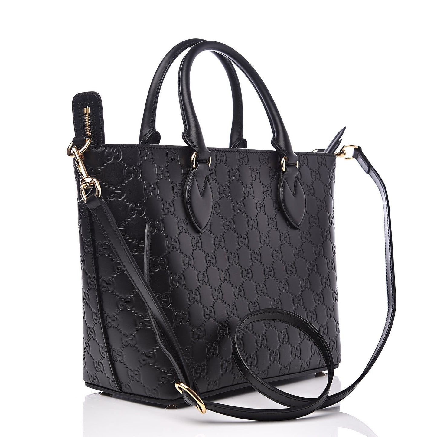 Guccissima Small Zippered Bucket Tote Black