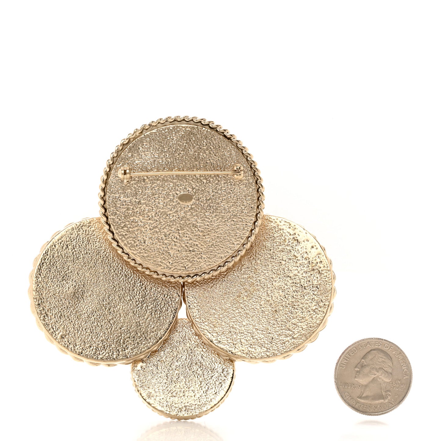 Logo Button Brooch Gold