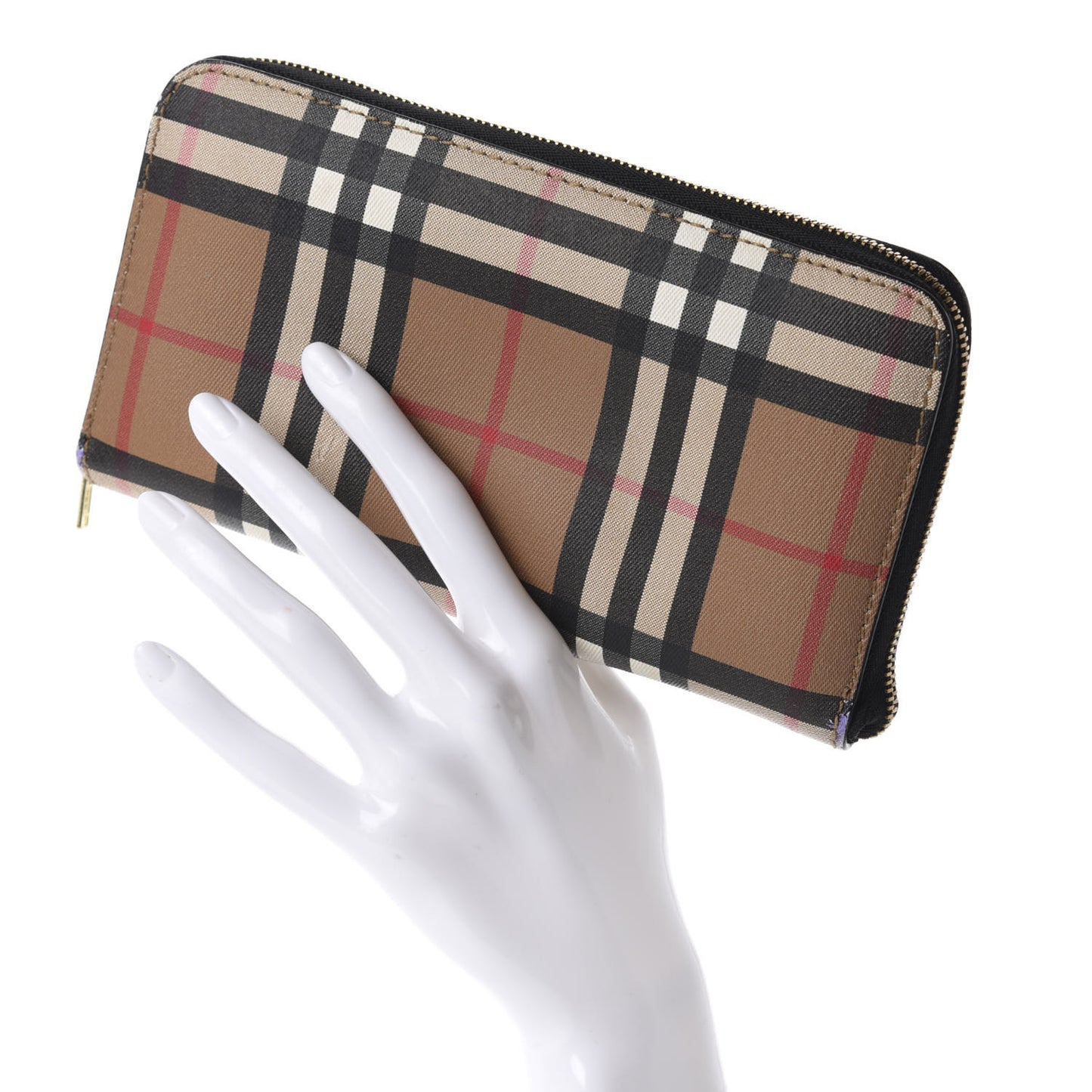 Vintage Check Elmore Zip Around Wallet Black