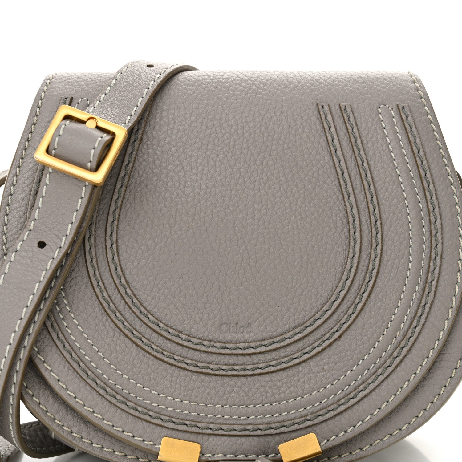 Chloe Calfskin Mini Marcie Round Crossbody Bag Cashmere Grey 9 of 12