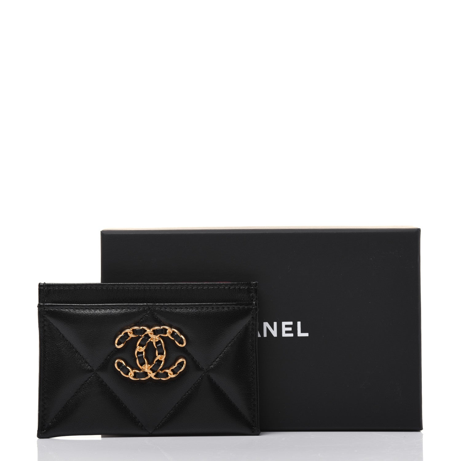 Chanel Lambskin Quilted Chanel 19 Card Holder Black 14 of 14