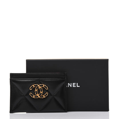 Chanel Lambskin Quilted Chanel 19 Card Holder Black 14 of 14