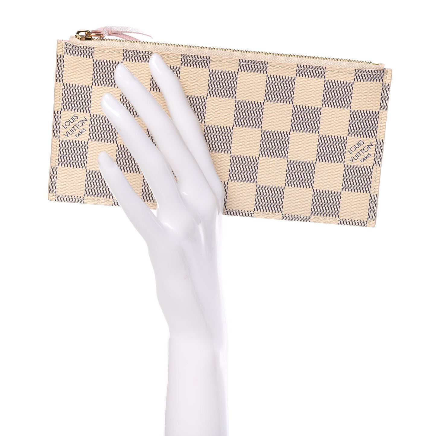 Damier Azur Felicie Chain Wallet Zippered Insert Rose Ballerine