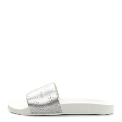 Louis Vuitton Metallic Rubber Embossed Monogram Mens Waterfront Mules 9 1 of 7