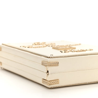 Chanel Lambskin Room Card Minaudiere Evening Bag White Gold 9 of 15