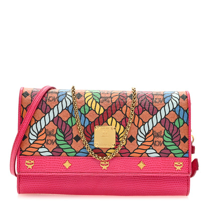 MCM X CRAIG REDMAN Calfskin Lizard Embossed Visetos Wallet On Chain Multicolor 1 of 8