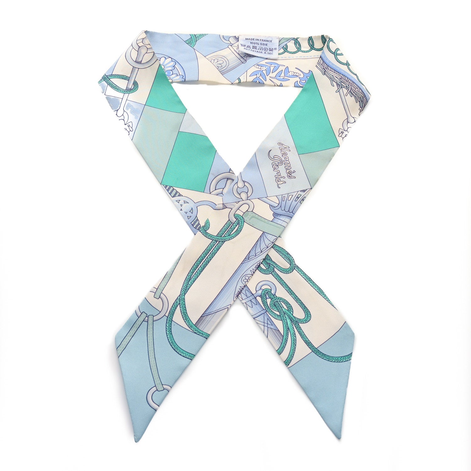 Hermes Silk Cliquetis Twilly Ciel White Menthol 1 of 7
