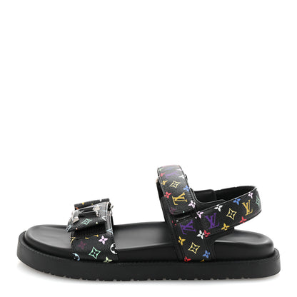 Louis Vuitton LV X TM Monogram Multicolor Sunset Flat Sandals 37.5 Black 1 of 10