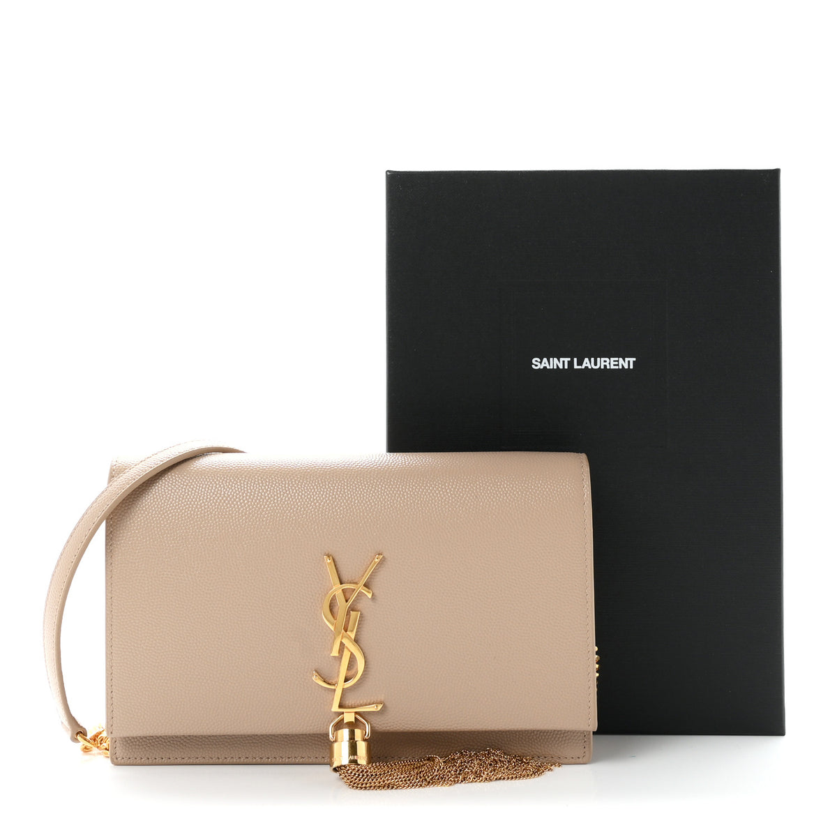 Grain De Poudre Classic Monogram Kate Tassel Chain Wallet Dark Beige