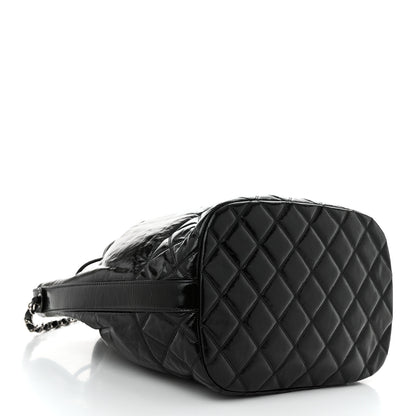 Chanel Shiny Aged Calfskin CC Chain Drawstring Bag Black 4 of 10