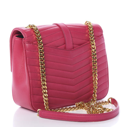 Saint Laurent Lambskin Matelasse Chevron Monogram Small Sulpice Bag Fuchsia 3 of 10