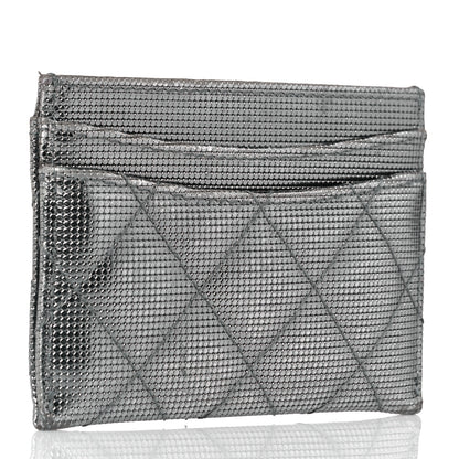 Chanel Metallic Calfskin Pixel Effect Card Holder Dark Silver 3 of 11