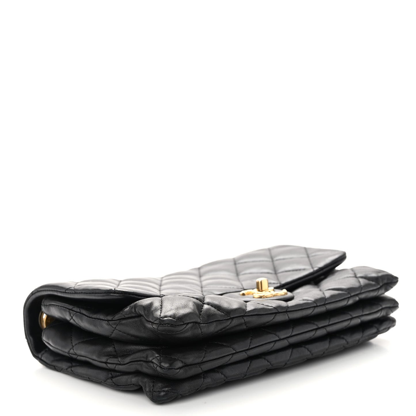 Lambskin Quilted Medium Pillow Crush Flap Bag Black