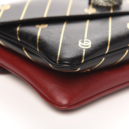 Gucci Calfskin Diagonal GG Medium Thiara Double Envelope Shoulder Bag Black Red 9 of 11