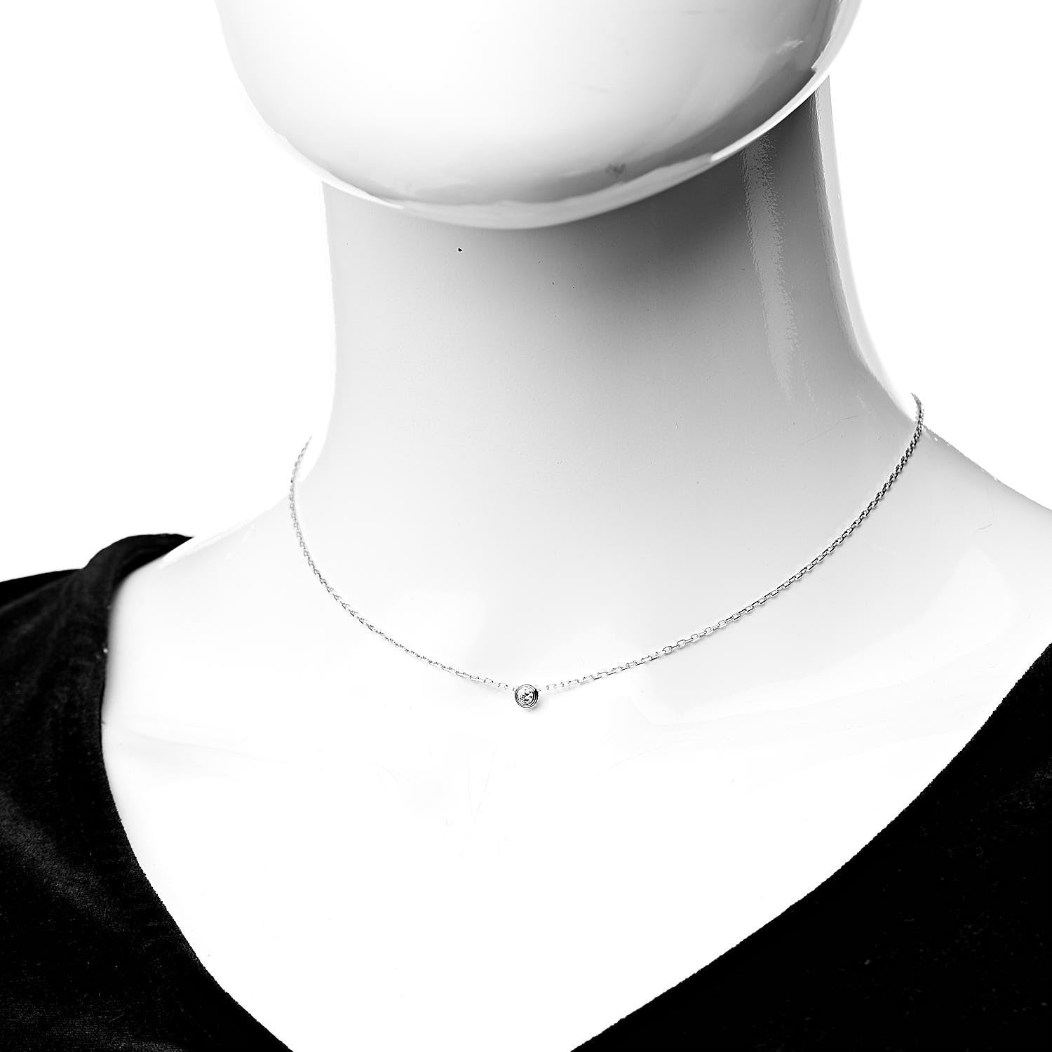 Cartier 18K White Gold Diamond SM D'Amour Pendant Necklace 2 of 6