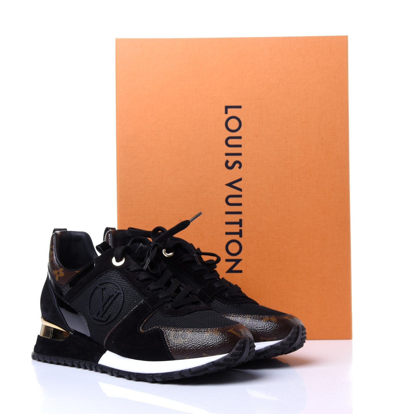 Suede Monogram Run Away Sneakers 37.5 Black