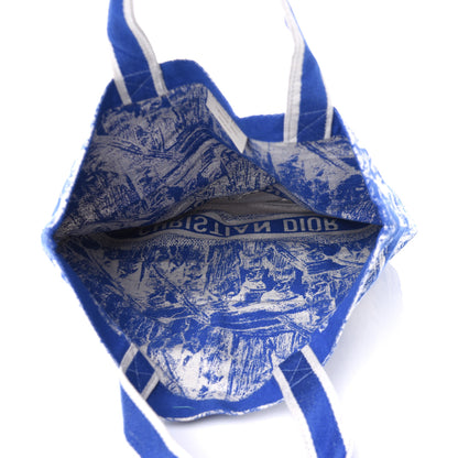 Christian Dior Canvas Print Cruise Tote Ivory Blue 7 of 17