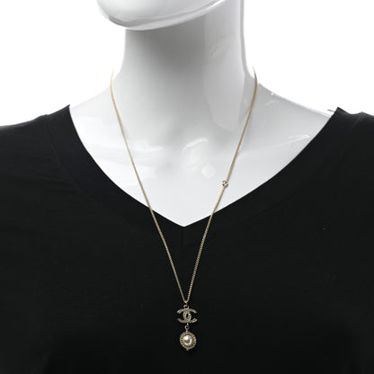 Chanel Crystal Pearl CC Lace Camellia Necklace Gold 2 of 6