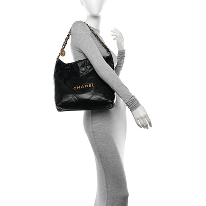 Chanel Shiny Calfskin Quilted Small Chanel 22 Black 2 of 11