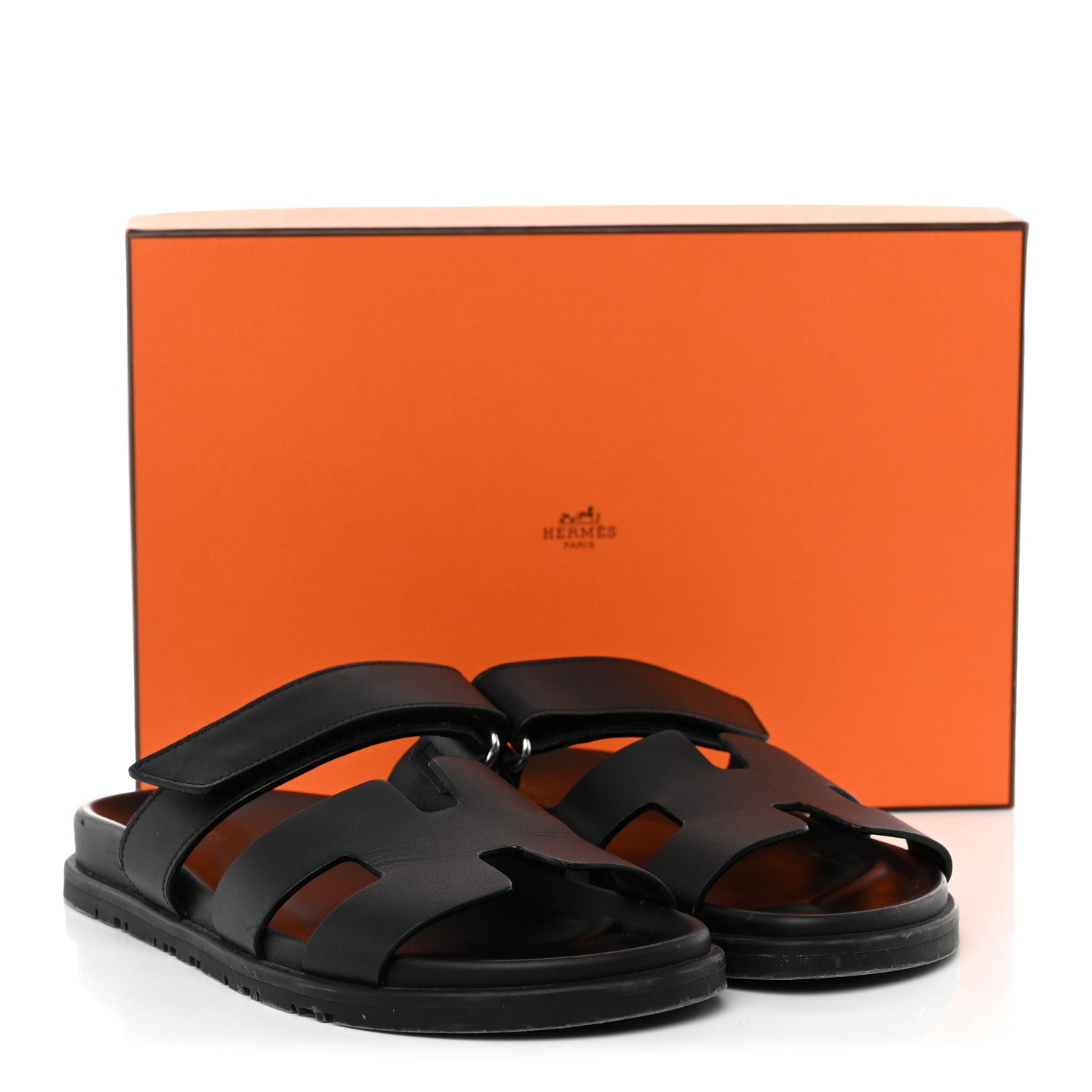 Hermes Calfskin Womens Chypre Sandals 38 Black 12 of 12