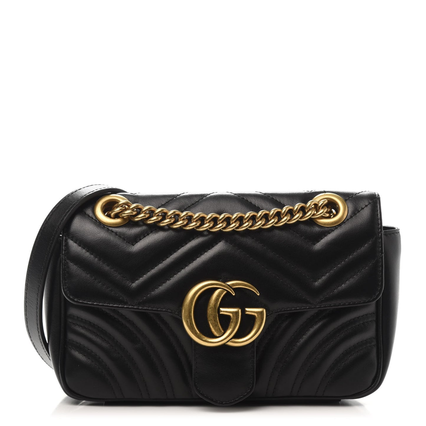 Calfskin Matelasse Mini GG Marmont Shoulder Bag Black