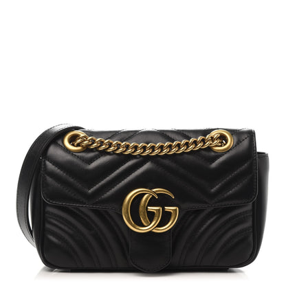 Gucci Calfskin Matelasse Mini GG Marmont Shoulder Bag Black 1 of 11