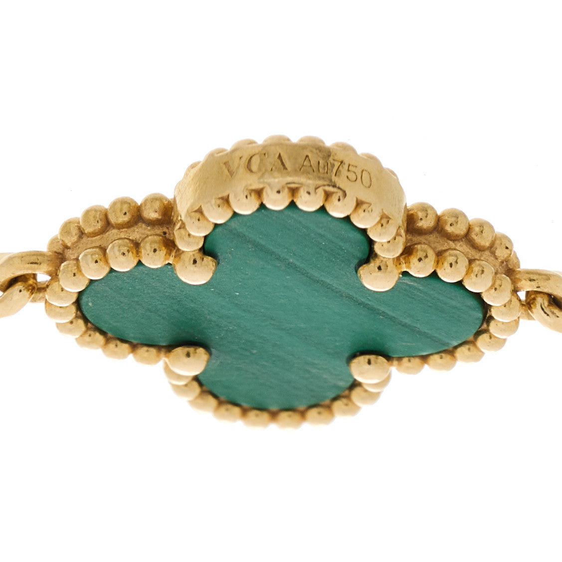 Van Cleef & Arpels 18K Yellow Gold Malachite 5 Motifs Vintage Alhambra Bracelet 3 of 5