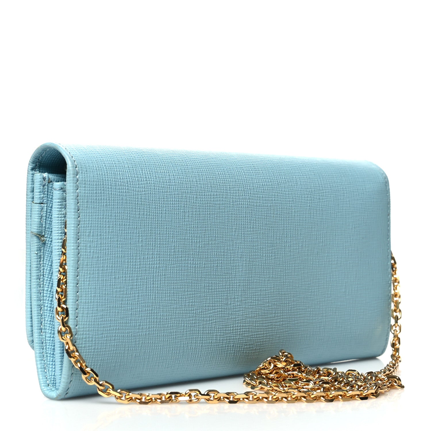 Fendi Vitello Elite Flowerland Continental Wallet On Chain Blue 2 of 11