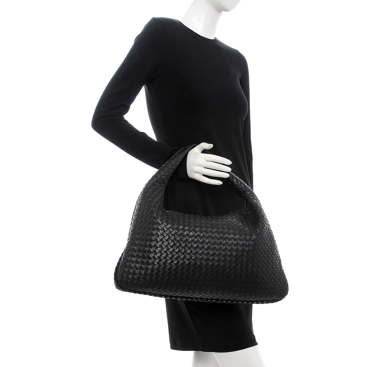 Nappa Intrecciato Large Veneta Hobo Black