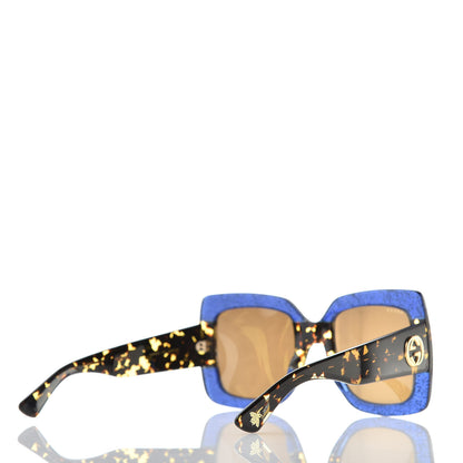 Gucci Square Frame GG0083S Sunglasses Glitter Blue Havana Brown 4 of 8