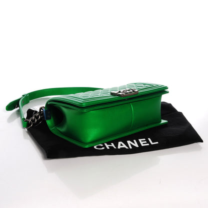 Chanel Metallic Calfskin Quilted Medium Boy Flap Green 4 of 8