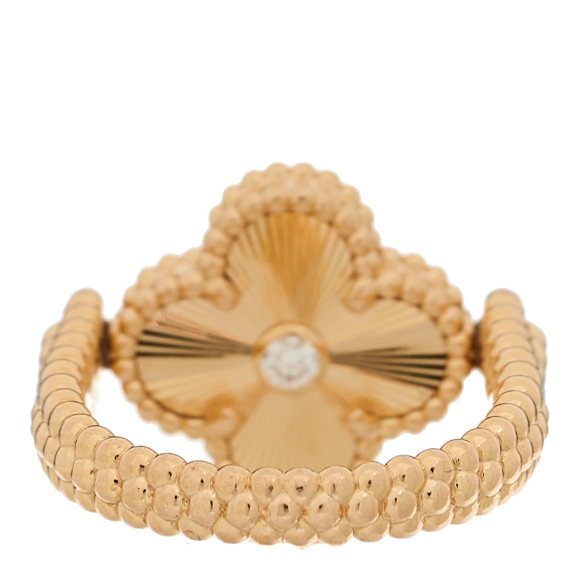 18K Rose Gold Diamond Carnelian Reversible Guilloche Vintage Alhambra Ring 51 5.75