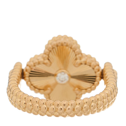Van Cleef & Arpels 18K Rose Gold Diamond Carnelian Reversible Guilloche Vintage Alhambra Ring 51 5.75 5 of 8
