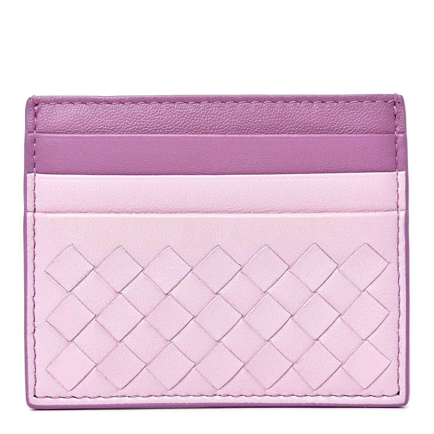 Nappa Intrecciato Woven Card Holder Pink Purple