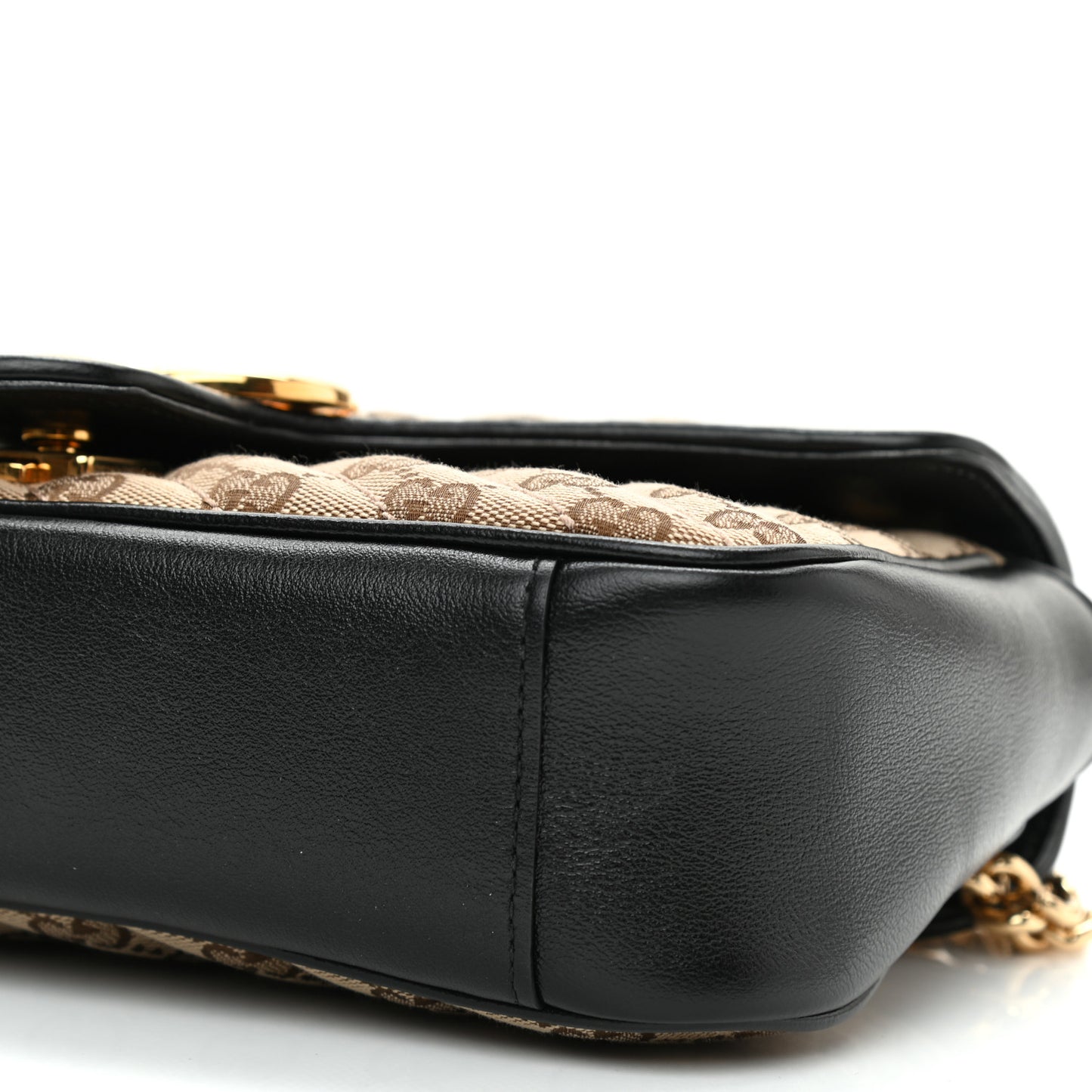 Monogram Matelasse Diagonal Small GG Marmont Shoulder Bag Beige Black