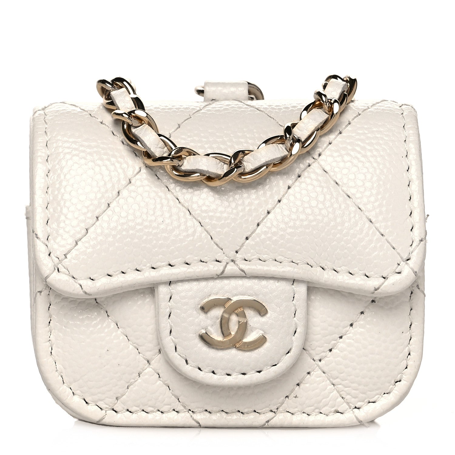 Chanel Caviar Quilted Airpods Pro Case White 1 of 10