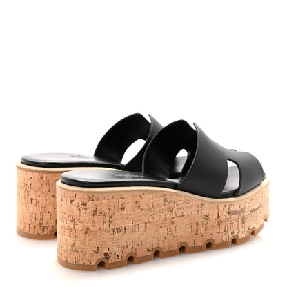 Hermes Calfskin Cork Eze 30 Sandals 35 Black 5 of 10