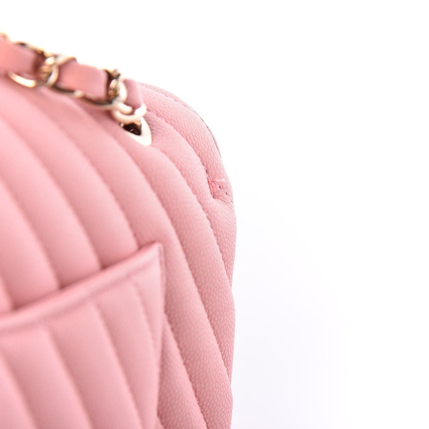 Caviar Chevron Quilted Medium Double Flap Pink
