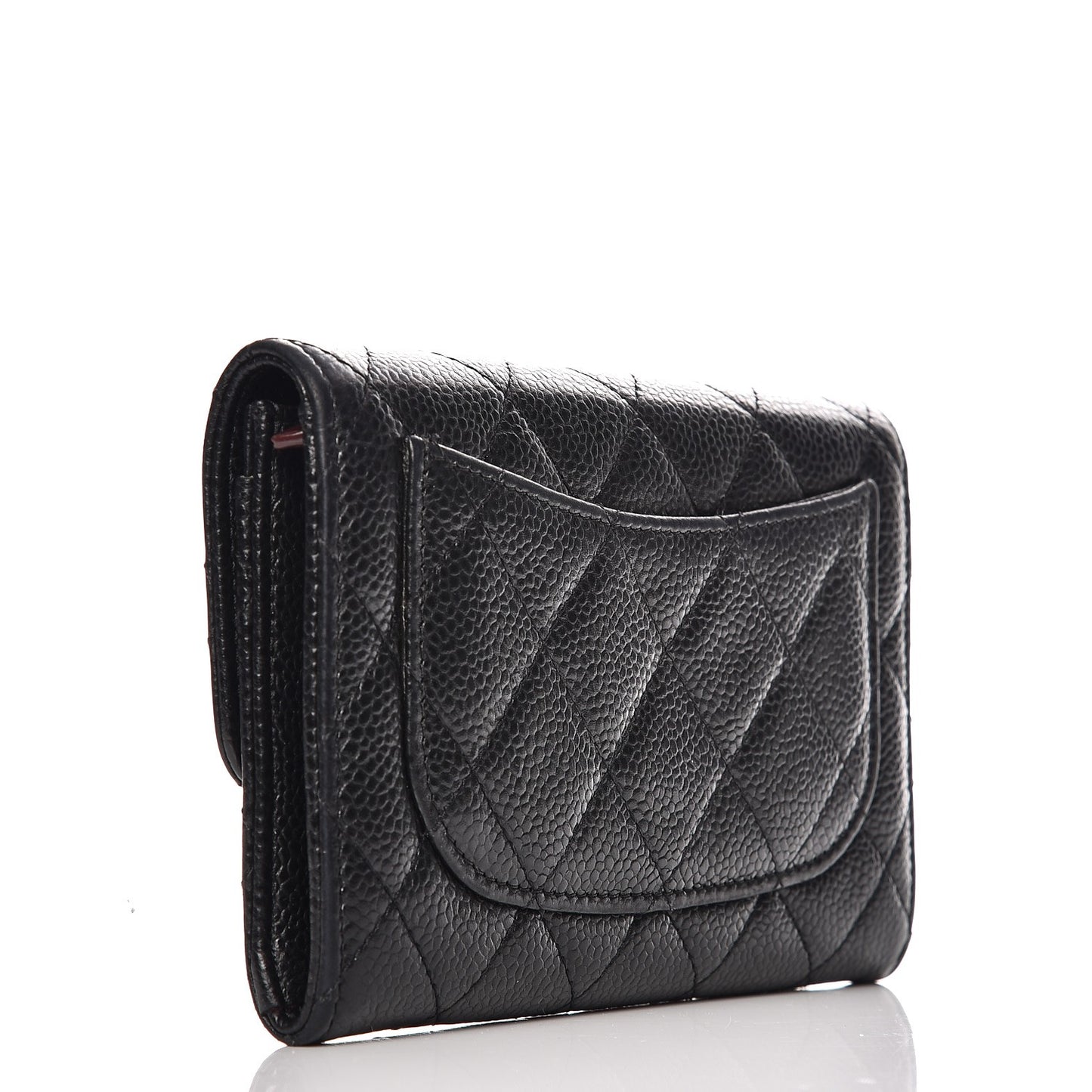 Caviar Quilted Small Flap Wallet Black