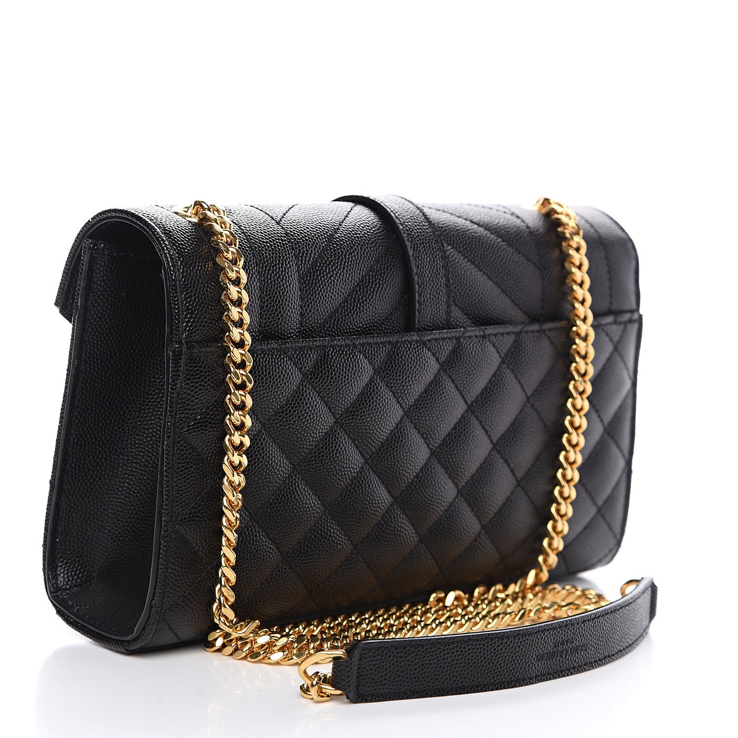 Grain De Poudre Textured Mixed Matelasse Triquilt Small Monogram Satchel Black