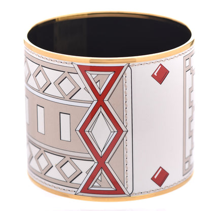 Hermes Enamel Printed Mega Wide Colliers De Chien Bracelet 65 Toiles 3 of 6