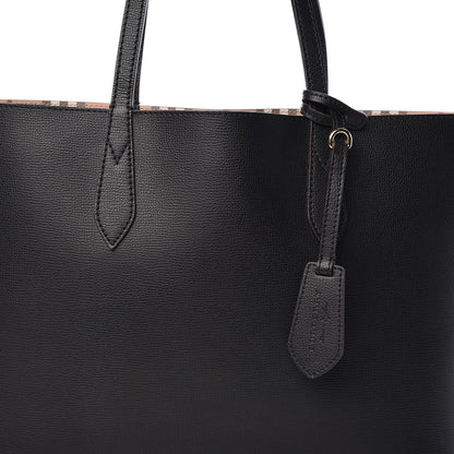 Burberry Grainy Calfskin Haymarket Check Medium Reversible Tote Black 11 of 16