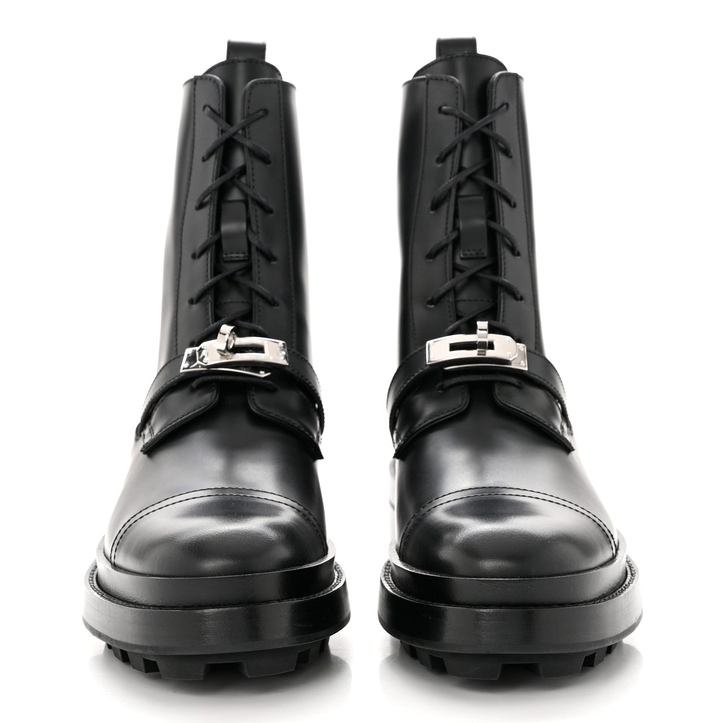 Glossed Calfskin Funk Ankle Boots 37.5 Black
