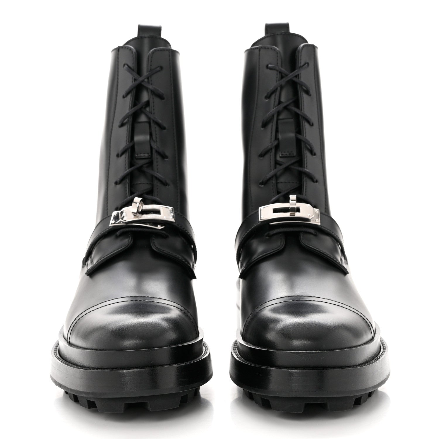 Hermes Glossed Calfskin Funk Ankle Boots 37.5 Black 2 of 9