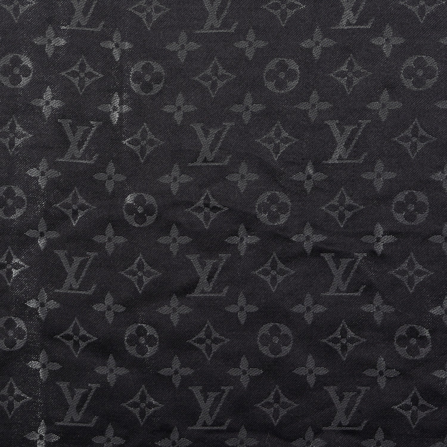 Louis Vuitton Silk Lurex Wool Monogram Shine Shawl Black 2 of 4
